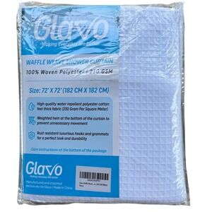 Glavo Waffle Weave Shower Curtain with Hooks - Water Repellent 72 x 72